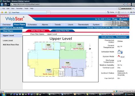 Building automation system graphic plan and trends